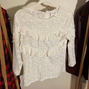 Sezane Lace Ruffle Blouse